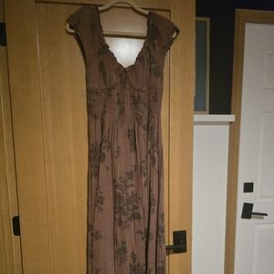 Free People Floral Brown Maxi Dress Medium